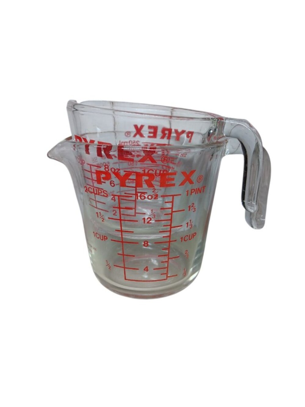 Vintage Pyrex Measuring Cup Set 2 Piece 1 Cup And 2 Cup Glass Kitchen Tool - Picture 6 of 13
